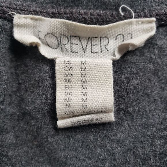 Forever 21 Heather Gray LS Crew Neck Tee Small | Cotton-Blend Long Sleeve Layer - Picture 3 of 3